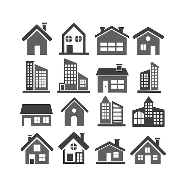 Vector house property and real estate icon set collection vector illustration