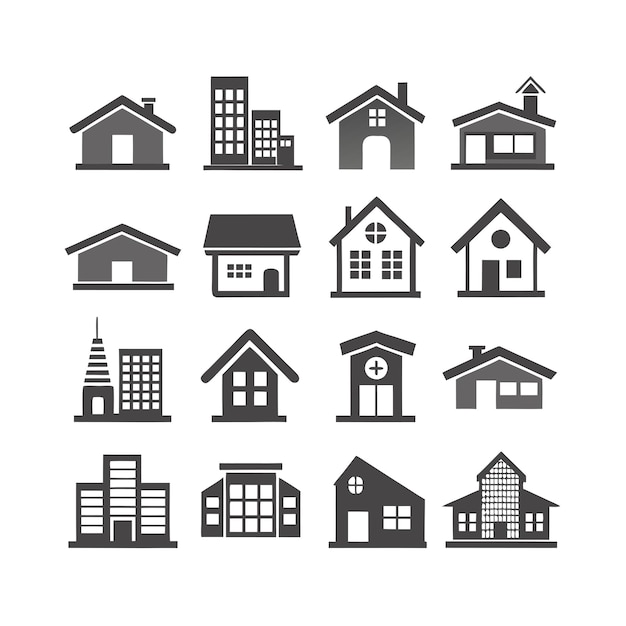 Vector house property and real estate icon set collection vector illustration