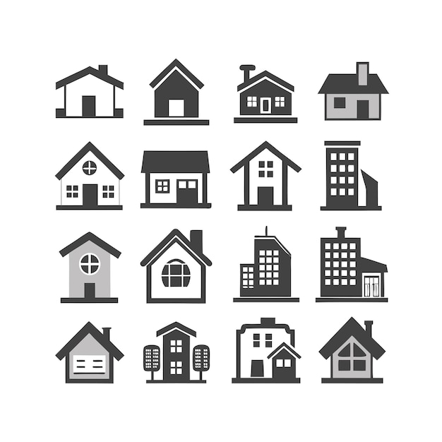 Vector house property and real estate icon set collection vector illustration