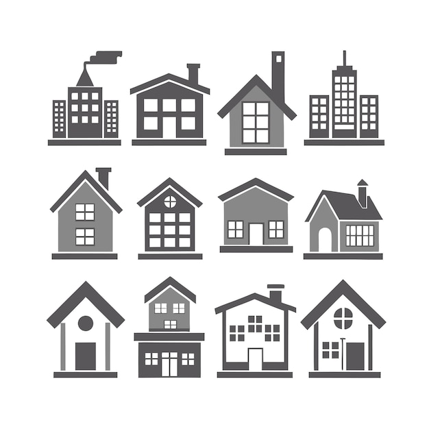 Vector house property and real estate icon set collection vector illustration