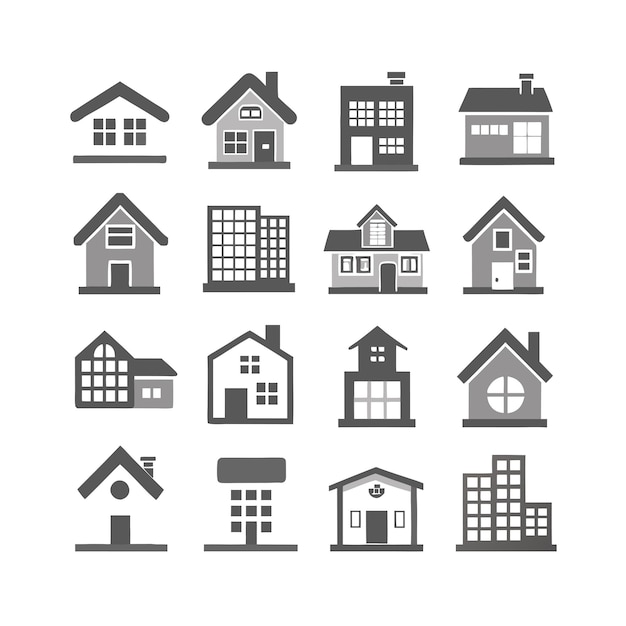 Vector house property and real estate icon set collection vector illustration