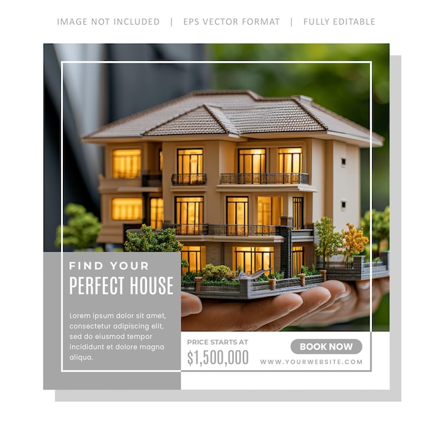 House Property Real Estate Sale and Purchase social media post and square flyer template