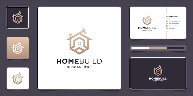 House renovation real estate logo design and business card