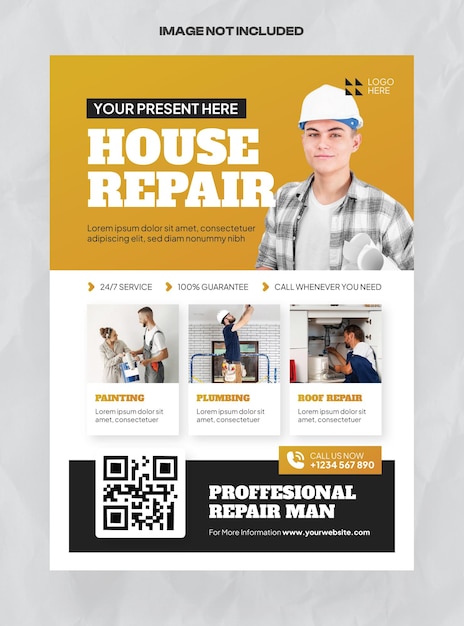 Vector house repair flyer