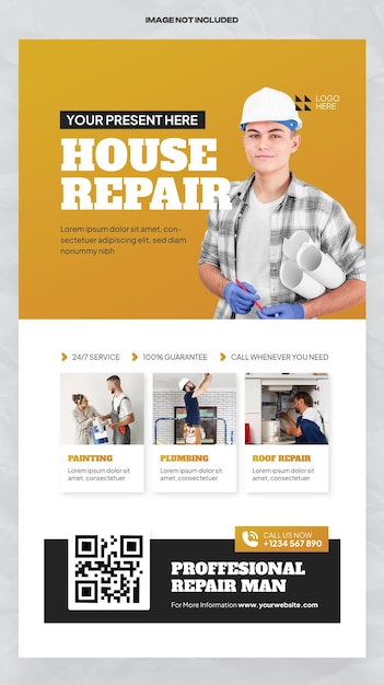 Vector house repair social media story