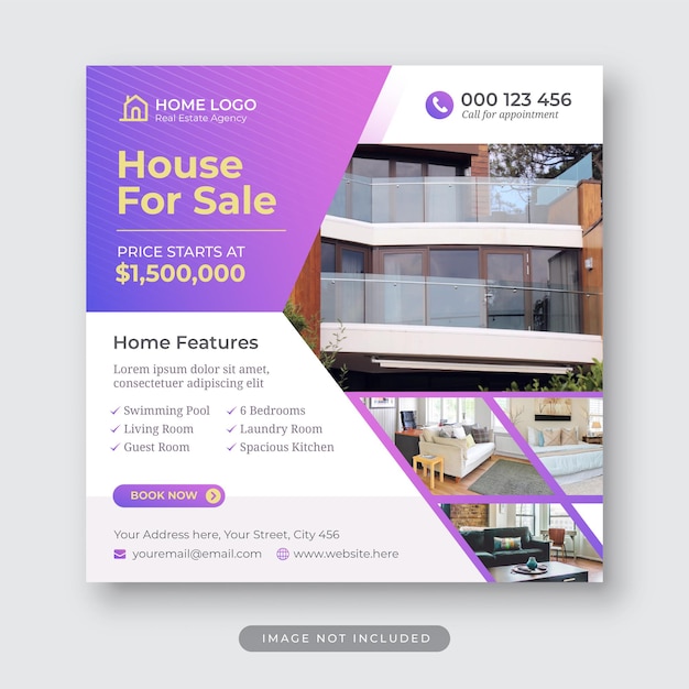 House for sale real estate social media post template