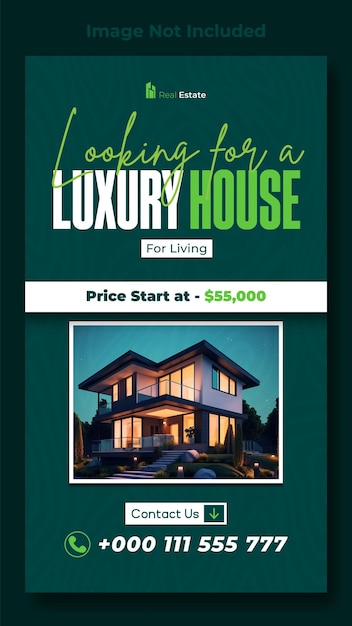 Vector house sale real estate story template design