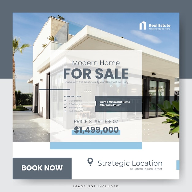 House for sale social media post or square banner template