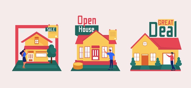 House Sell Real Estate Bundle Flat Design