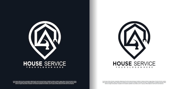 House service logo with creative unique element concept premium vector