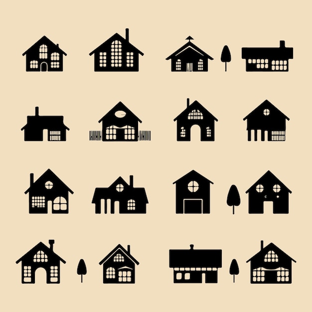 House set black silhouette Clip art