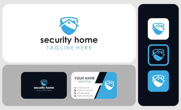 house and shield design vector modern home protection technology logo and business card template