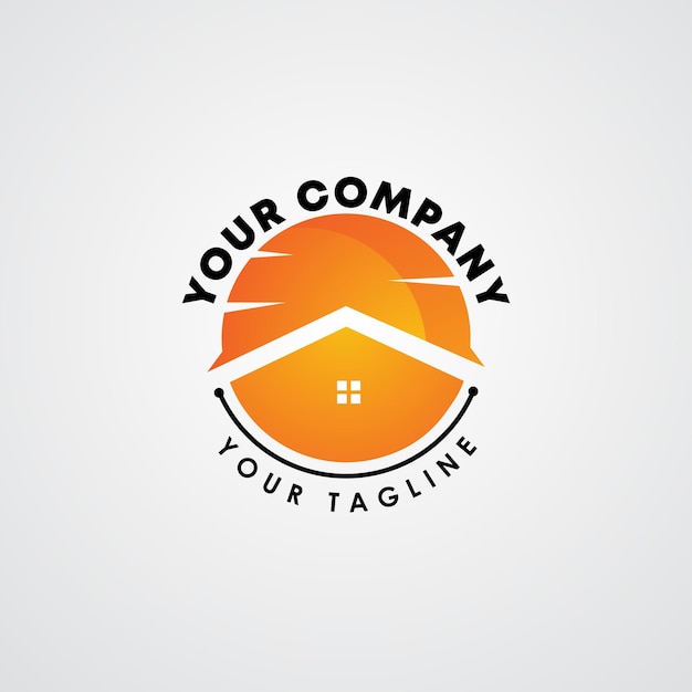 House Sun Logo Design With Editable Text