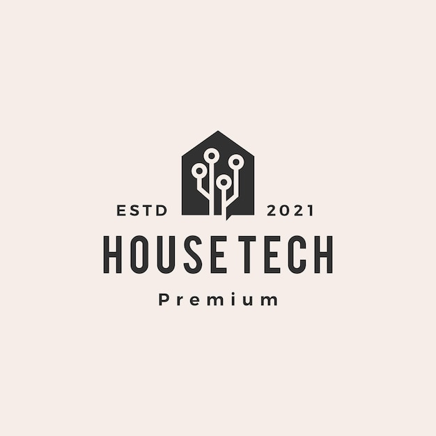 House tech home circuit hipster vintage logo