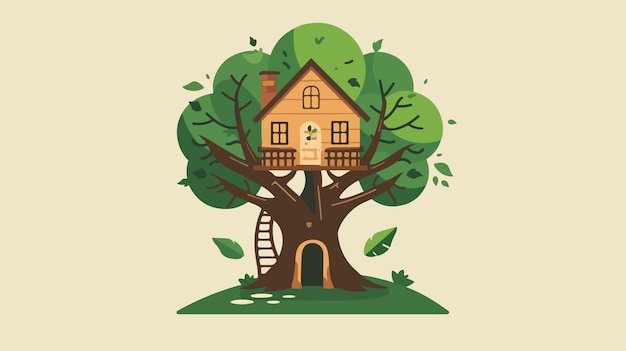 a house on a tree with a house on the top