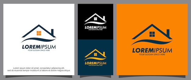 House and waves logo template