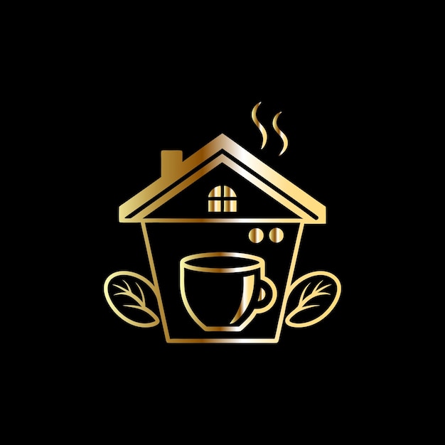 Vector a house with a cup of coffee on the top