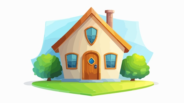 Vector house with shield vector cartoon illustration