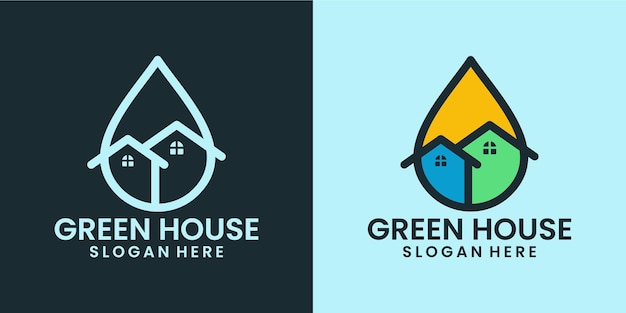 house with waterdrop logo designs inspirations