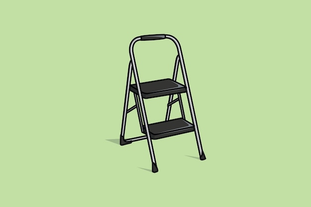 Household aluminium ladder with wide steps vector illustration. Interior objects icon concept.