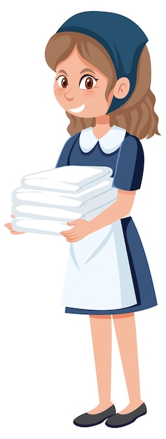 A housekeeper cartoon character on white background