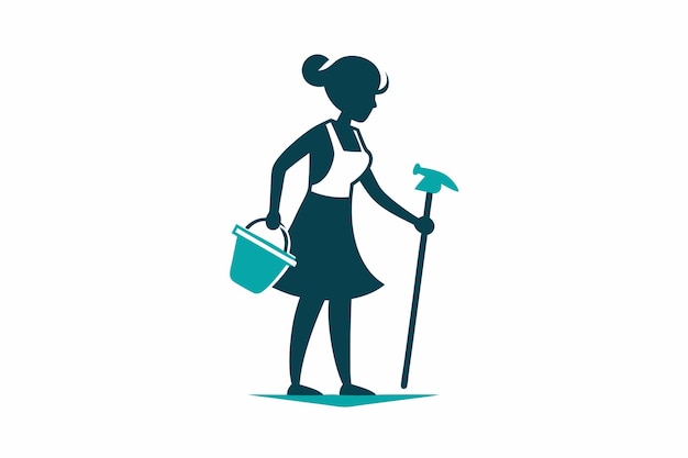 Vector housekeeper is cleaning silhouette vector l