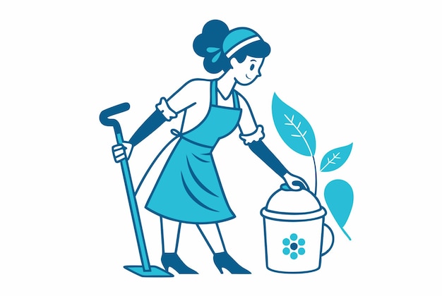 Vector housekeeper is cleaning silhouette vector vector x