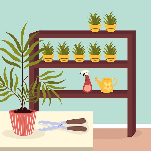 Houseplant gardening in rack