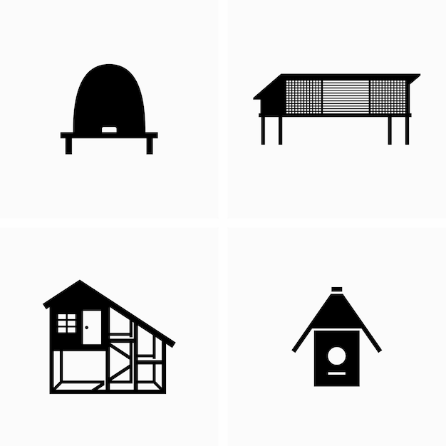 Houses for birds, rabbits, chickens and beehive