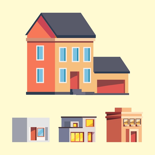 Houses and buidings icon group