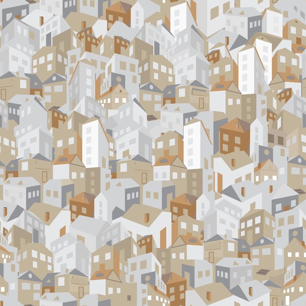 Houses in perspective seamless pattern Stylized decorative print Fabric texture