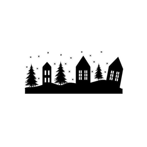 Houses and urban landscape isolated vector illustration stencil icon