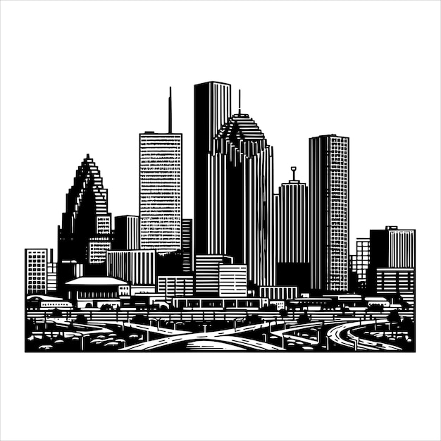 Vector houston city skyline silhouette svg