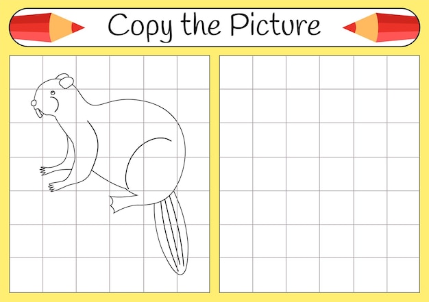 How to draw a badger Step by step use grid learning draw Drawing tutorial Lesson for kids Coloring page for book Children educational art page Vector illustration