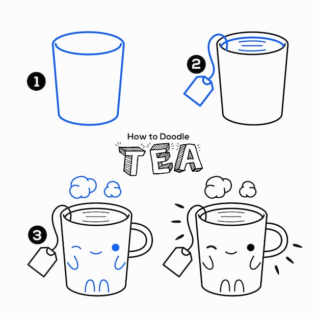 How to draw doodle tea tutorial vector