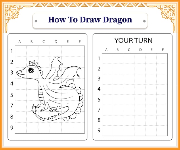 How to draw dragon for kids premium vector