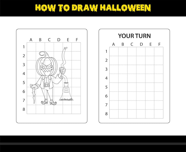 How to draw Halloween for kids Halloween drawing skill coloring page for kids