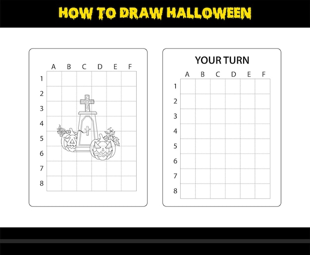 How to draw Halloween for kids Halloween drawing skill coloring page for kids