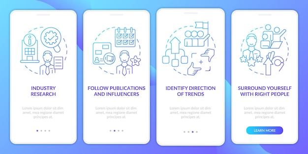 How to identify trends blue gradient onboarding mobile app screen