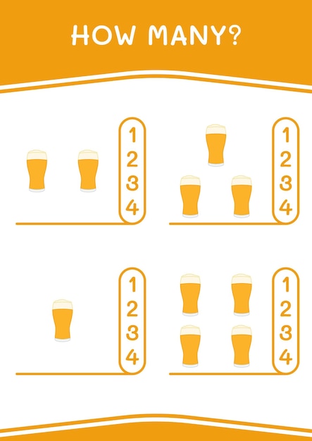 How many of Beer game for children Vector illustration printable worksheet