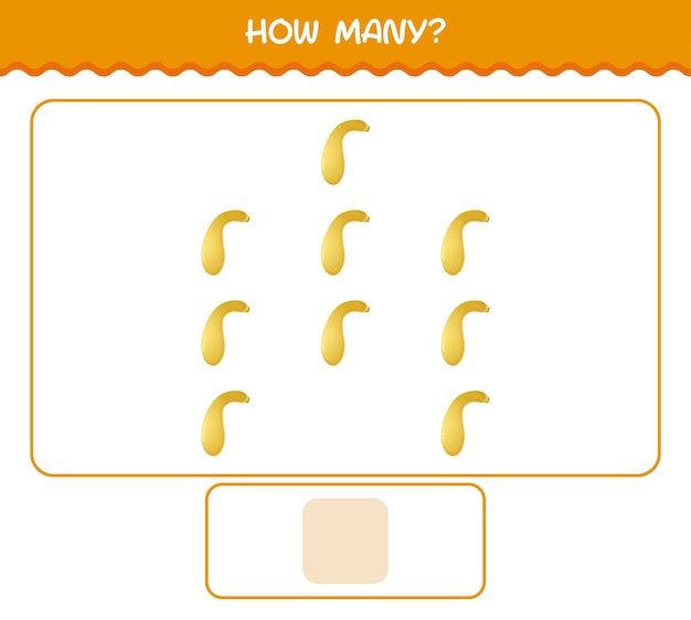 How many cartoon crookneck squash. Counting game. Educational game for pre shool years kids and toddlers