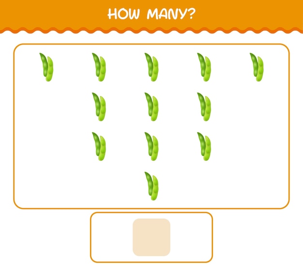 How many cartoon edamame. Counting game. Educational game for pre shool years kids and toddlers