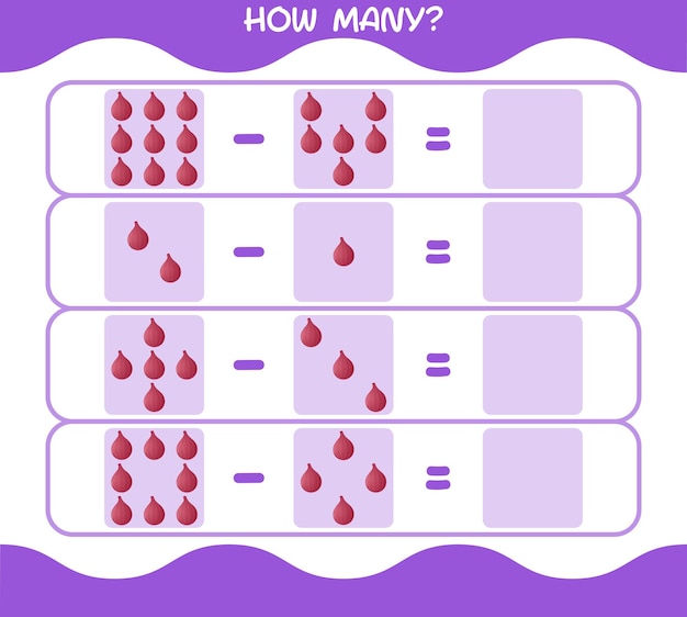 How many cartoon red onion. Counting game. Educational game for pre shool years kids and toddlers