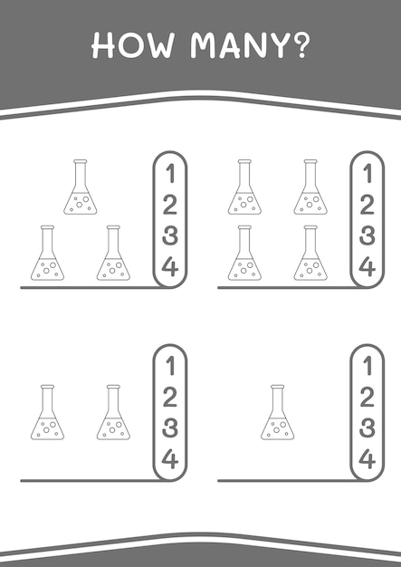 How many of Chemistry flask game for children Vector illustration printable worksheet