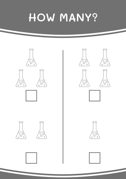 How many of Chemistry flask game for children Vector illustration printable worksheet