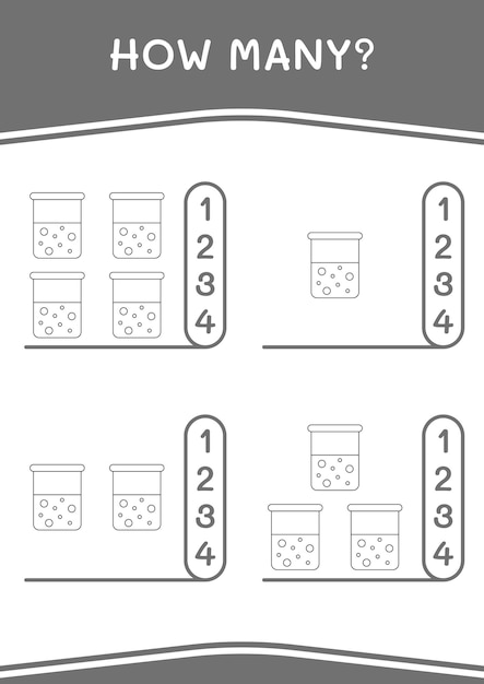 How many of Chemistry flask game for children Vector illustration printable worksheet