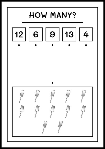 How many christmas lollipop, game for children. Vector illustration, printable worksheet
