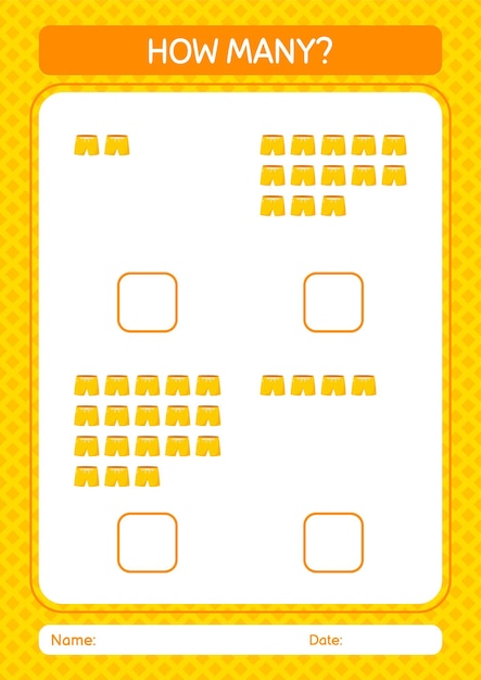 How many counting game with beach short worksheet for preschool kids kids activity sheet