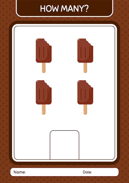 How many counting game with ice cream worksheet for preschool kids kids activity sheet