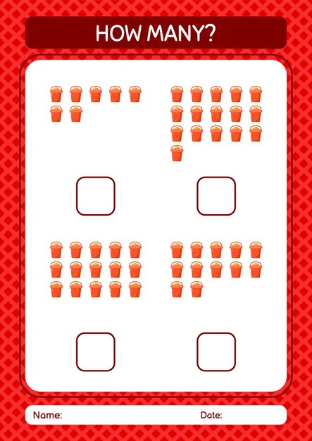 How many counting game with sand bucket worksheet for preschool kids kids activity sheet